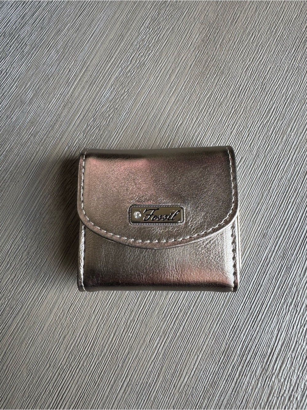 Fossil Metallic Silver Contact Lens Case Holder NWT
